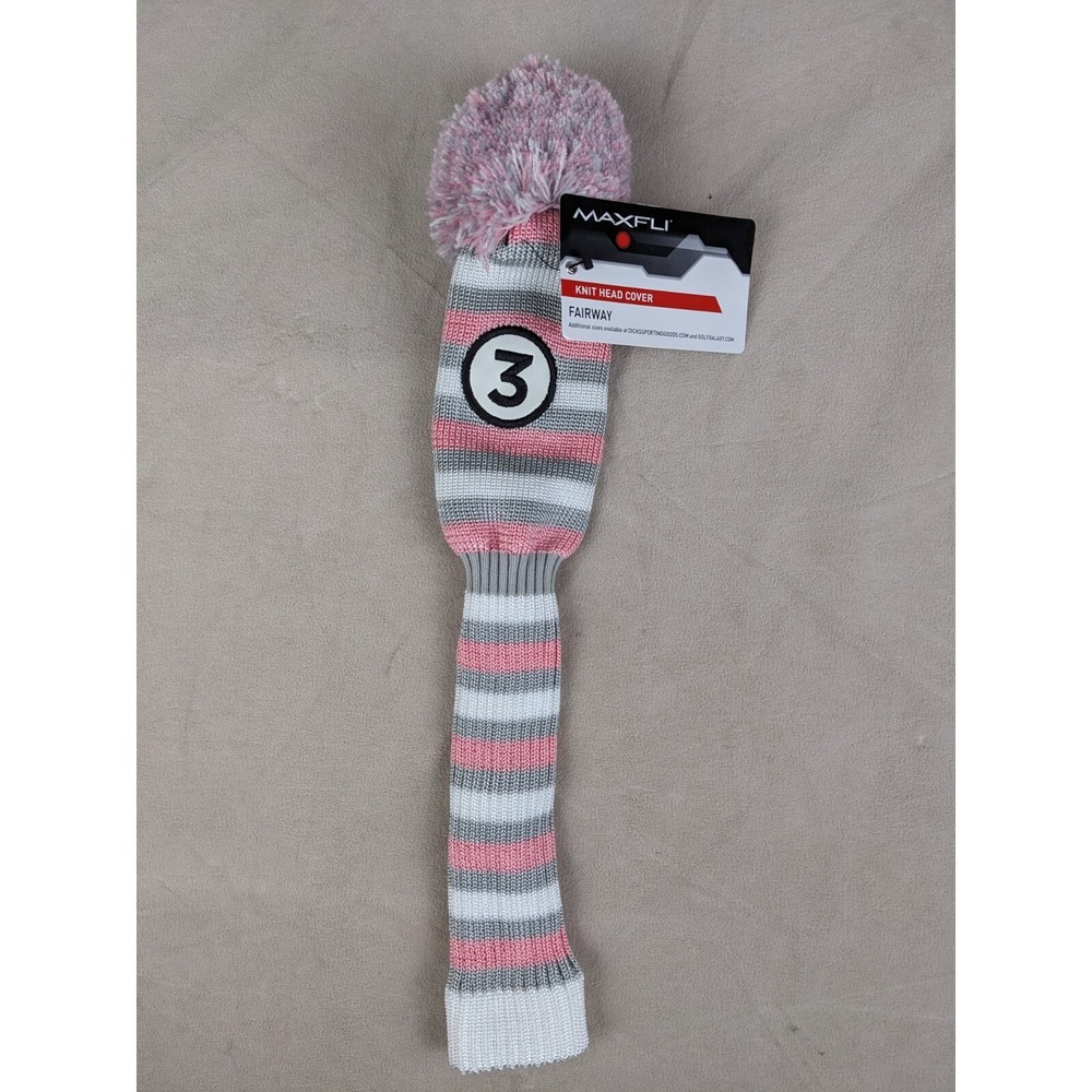 Maxfli‎ 3 Fairway Pink Gray Knit Head Cover MX520